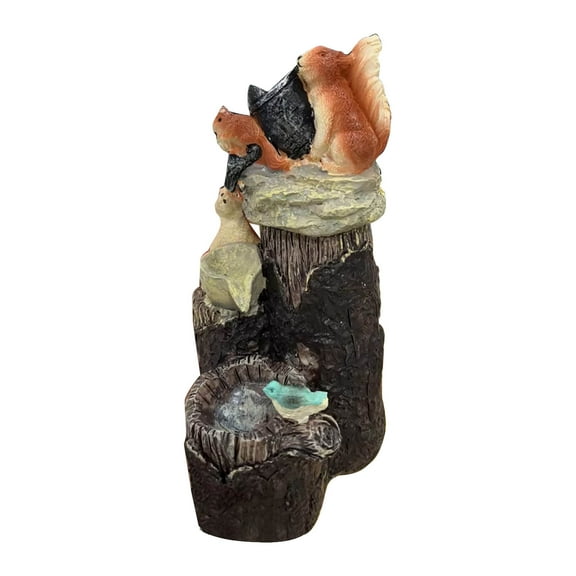 Cadorn Resin Garden Statue - Adorable Squirrel Family Patio Outdoor Decoration with Bird & Tree Stump Design