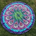 thumbnail image 1 of Cadorn Round Printed Beach Towel - Sky Blue Mandala Design for Pool & Travel, 1 of 4