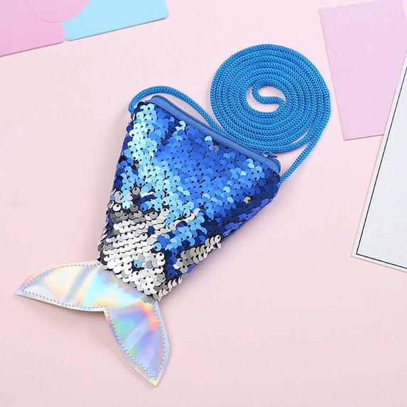 Cadorn Sequins Coin Purse with Wristlet Strap - Blue Portable Wallet for Women, Fashionable Accessory for Everyday Use, Travel and Shopping