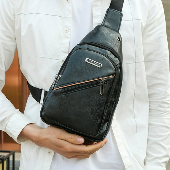 Cadorn Soft Leather Chest Bag Crossbody Shoulder Bag for Men with Inner Pocket for Work Travel Gym Commute and Outdoor Activities