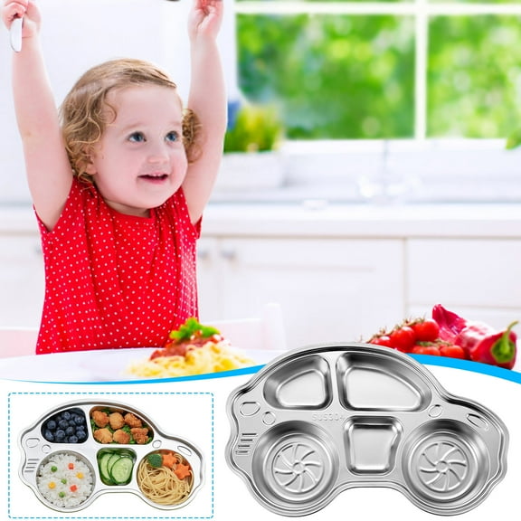 Cadorn Stainless Steel Kids' Divided Plate - Food - Grade 316/304, Suction Base & Leak - Proof, for Toddlers & Home Use