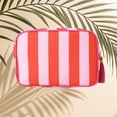 thumbnail image 1 of Cadorn Striped Canvas Clutch Bag for Women Portable Tassel Design Fashionable Cosmetic Organizer for Travel Beach Casual Outings and Daily Use, 1 of 3