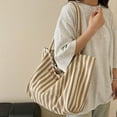 thumbnail image 1 of Cadorn Striped Canvas Tote Bag Fashionable Casual Soft Spacious Shoulder Bag for Women with Stylish Design, Great for Daily Use Shopping Commute and Weekend Essentials, 1 of 4