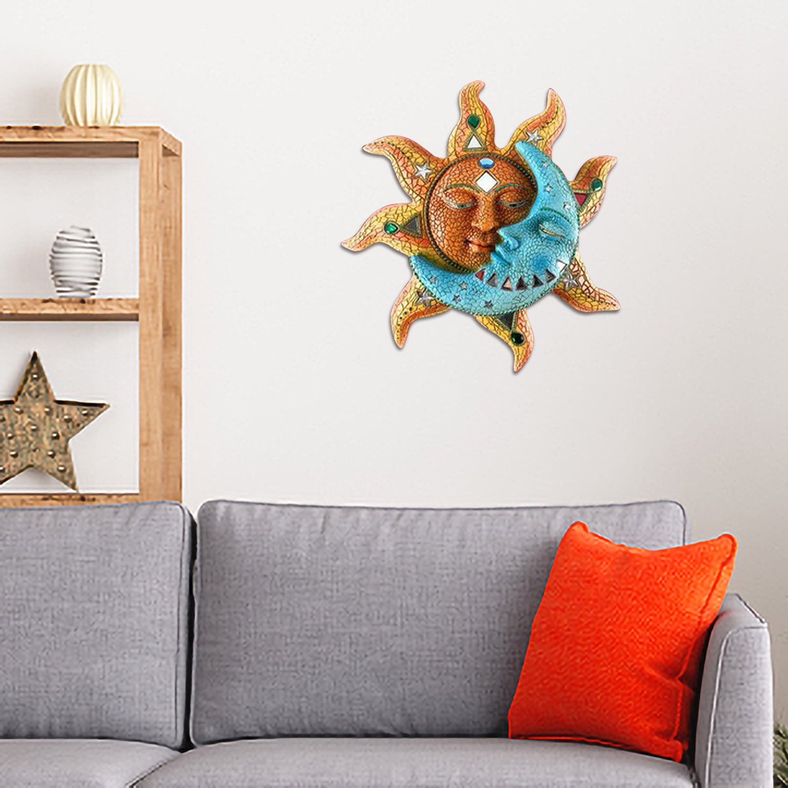 Cadorn Sun & Blue Moon Mosaic Wall Plaque, Celestial Face Art for ...