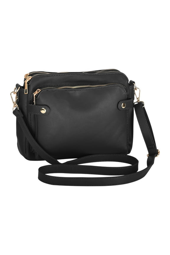 Triple-Layer Leather Crossbody Bag Card Holder Soft Leather Spacious Purse with Multiple Pockets for Work Travel Shopping and Daily Essentials