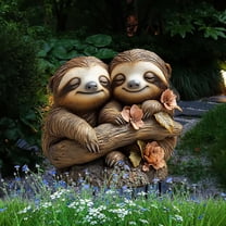 Cadorn Valentine's Day Sweet Sloth Couple 2D Acrylic Yard Decor, Outdoor Lawn & Potted Plant Decoration Stakes, 2PC Set