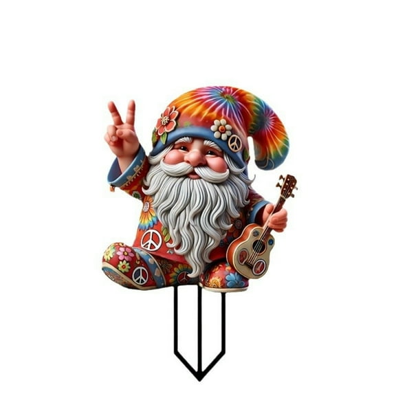 Cadorn Whimsical Hippie Gnome Acrylic Garden Decoration - Ground Insert for Potted Plants