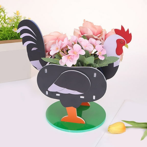 Cadorn Wooden Rooster Flower Pot – Indoor Decor & Outdoor Ornamental Planter Craft