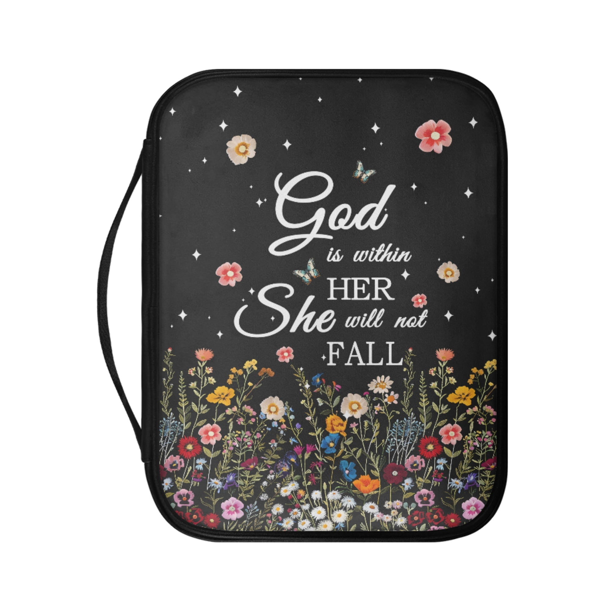 FKELYI PU Leather Bible Cover with Handle Vintage Flower Print Book ...