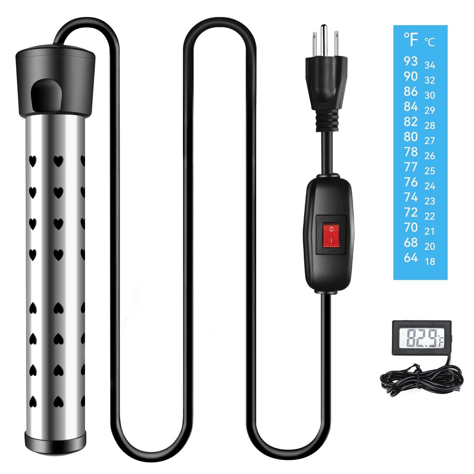 Cadrim Immersion Water Heater, Stainless Steel Guard Cover and Convenient Switch