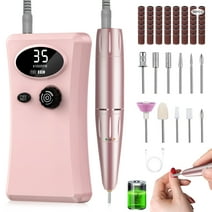 Cadrim Professional Manicure Pedicure Set Portable Electric Nail Grinding Machine Rechargeable Manicure Pedicure Tool with 11 Drill Bits pink