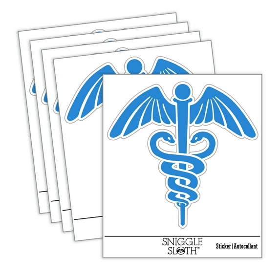 Caduceus Health Medical Symbol Car Window Bumper Water Bottle Phone Tablet Laptop Waterproof Vinyl Decal Sticker Set 5-Pack - Gloss Finish - 5.0"