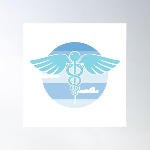 Caduceus, Hero Wings - Blue Poster Wall Art, Modern Wall Decor, 24x24 UNFRAMED