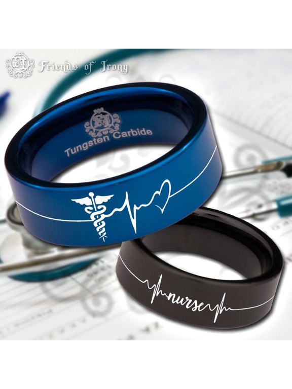 Caduceus Hope And Love Nurse Tungsten Carbide Ring