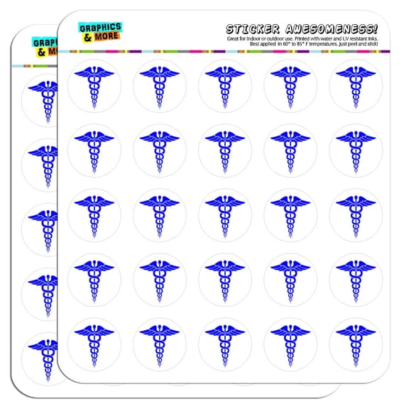 Caduceus Medical Symbol Blue Doctor MD RN EMT 50 1" Planner Calendar Scrapbooking Crafting Stickers