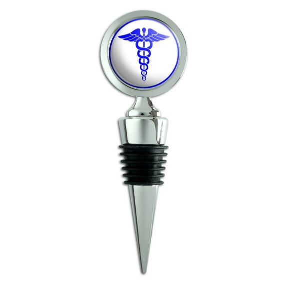 Caduceus Medical Symbol Blue Doctor MD RN EMT Wine Bottle Stopper