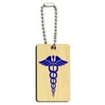 thumbnail image 1 of Caduceus Medical Symbol Blue - Doctor MD RN EMT Wood Rectangle Key Chain, 1 of 1