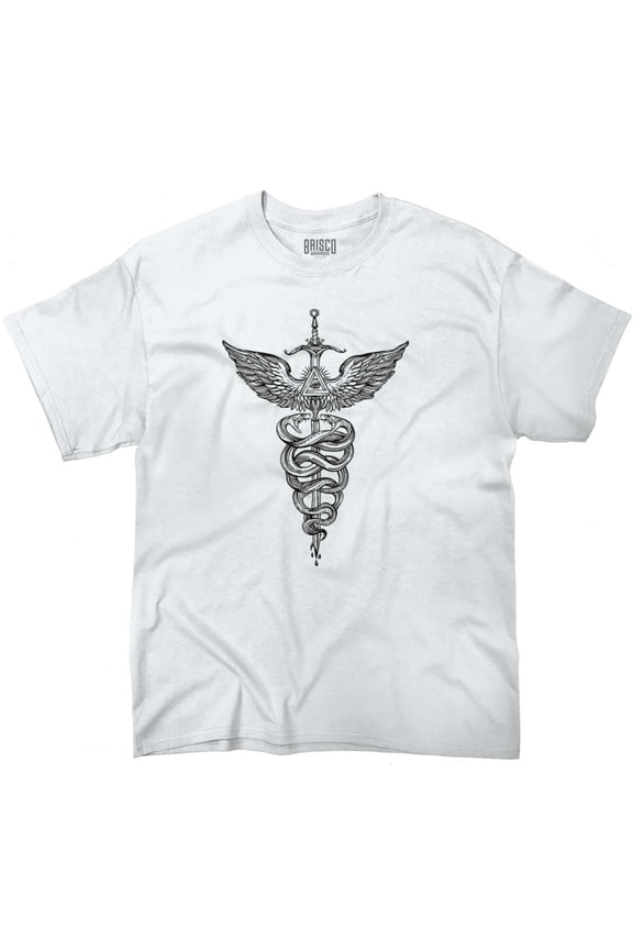 Caduceus Medical Symbol Sword Snakes Men's Graphic T Shirt Tees Brisco Brands M