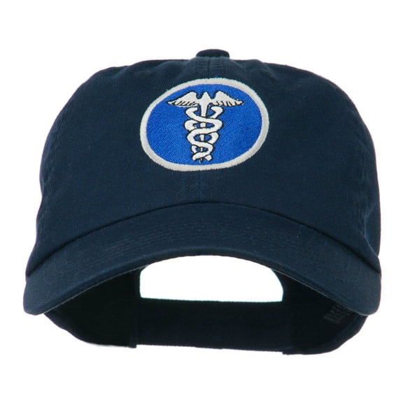 Caduceus Medicine Symbol Embroidered Cap - Navy OSFM