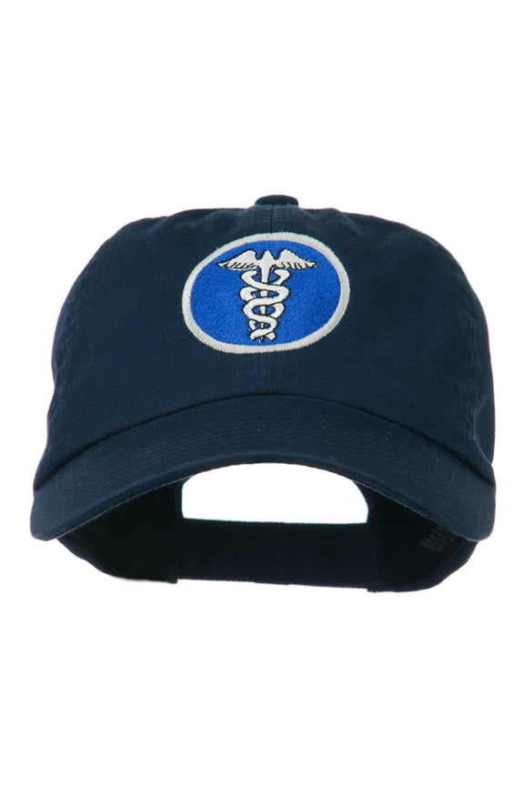 Caduceus Medicine Symbol Embroidered Cap - Navy OSFM