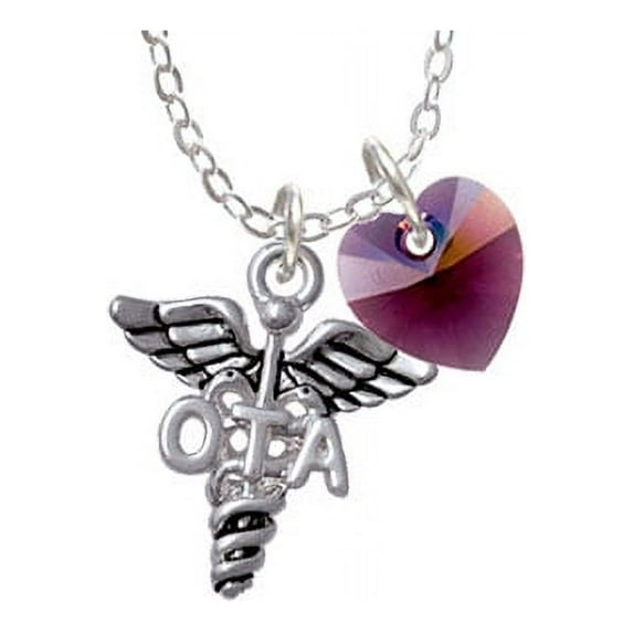 Caduceus - OTA - Purple Crystal Heart Sophia Necklace, 18"+1"