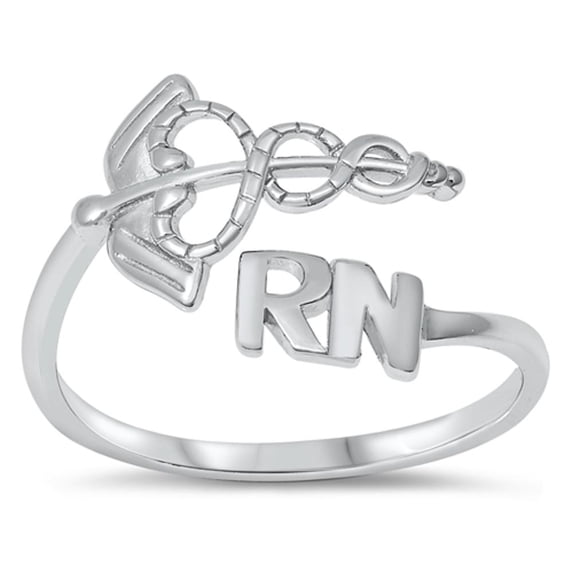 Caduceus RN Registered Nurse Spoon Ring .925 Sterling Silver Band Jewelry Female Male Unisex Size 9