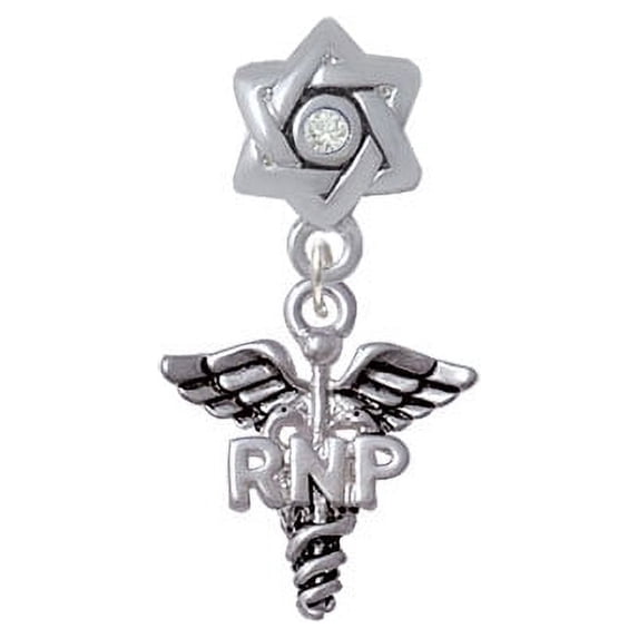 Caduceus - RNP - Star of David with Clear Crystal Charm Bead
