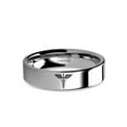 thumbnail image 1 of Caduceus Rod of Asclepius Laser Engraved Silver Tungsten Ring, 6mm, Size 6, 1 of 2