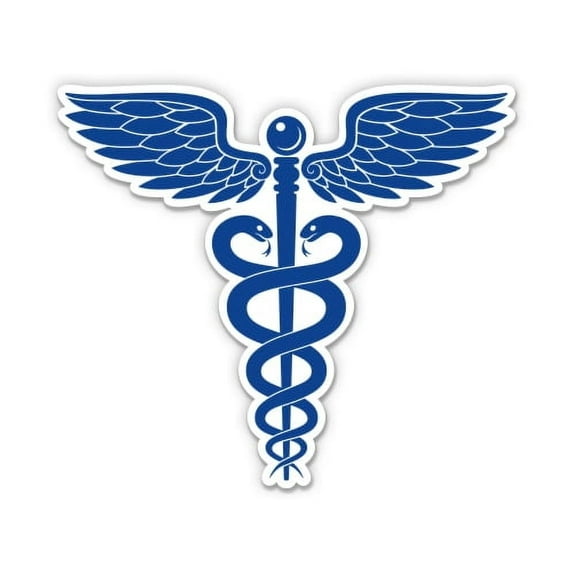 Caduceus Snake Medical EMT EMS Nurse Doctor Pharmacy - 3" Vinyl Sticker - For Car Laptop I-Pad Phone Helmet Hard Hat - Waterproof Decal