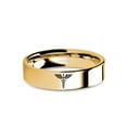 thumbnail image 1 of Caduceus Staff Snakes Doctor Symbol Yellow Gold Tungsten Ring, 6mm, Size 10.5, 1 of 2