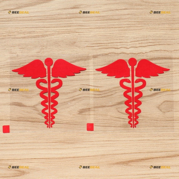 Caduceus Symbol EMT Medical Vinyl Decal Sticker - 2 Pack Red, 4 Inches - No Background for Car Boat Laptop