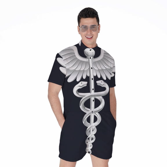 Caduceus Symbol Of Medicine Short Sleeve Men'S Rompers Casual Summer Jumpsuits Outfit