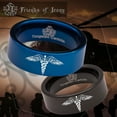 thumbnail image 1 of Caduceus Tungsten Carbide Ring, 1 of 9