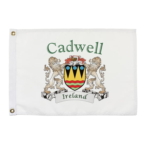Cadwell Irish Coat of Arms Small White Flag - 16"x10.5" inches