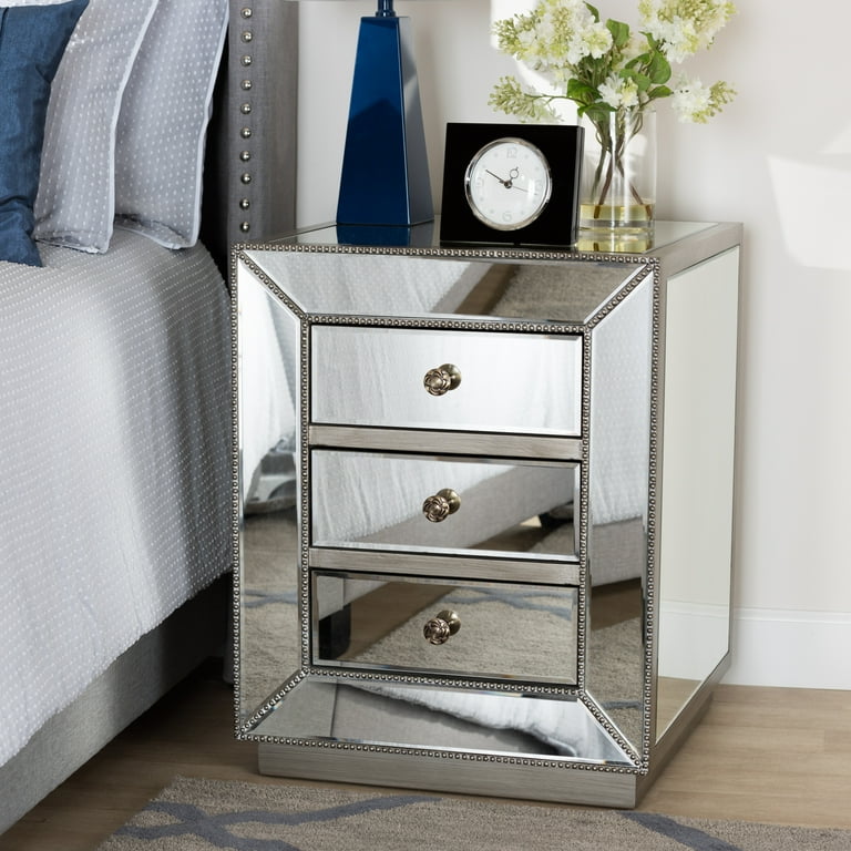 Cadyna 3 Drawer Mirrored Nightstand by Ember Interiors Walmart