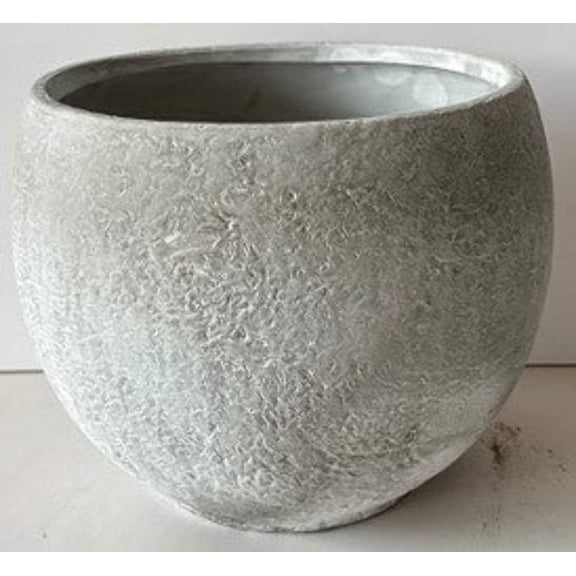Caelan Stucco Terracotta Sphere Planter Set, Grey Round Indoor Outdoor Pots, Set of 2
