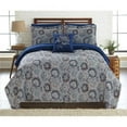 thumbnail image 1 of Caen Filigree King Size Reversible Bed Set, Gray & Blue - 8 Piece, 1 of 1