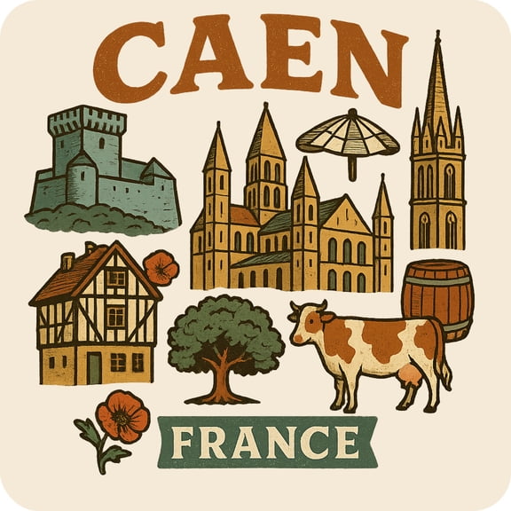 Caen France Keepsakes Souvenir Vinyl Sticker – Destination Travel Keepsake Collectible (3-Inches Wide)