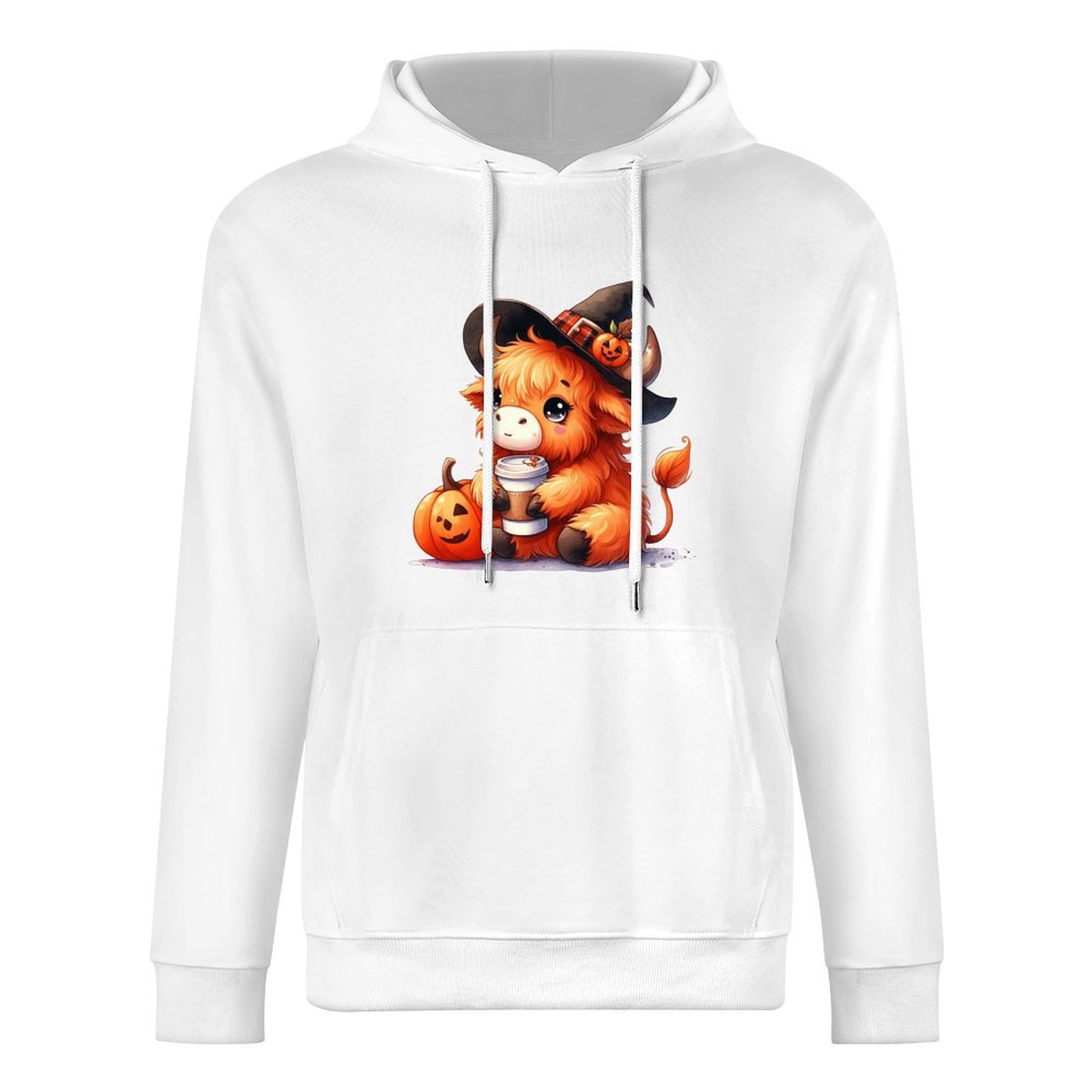 Creaon Halloween Hoodies for Men, Halloween Highland Cow Long Sleeve