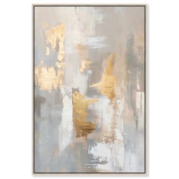 Caesar Grey Canvas Midcentury Abstract by Art Remedy, Silver Frame, 10" x 15"
