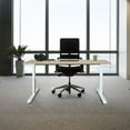 thumbnail image 1 of caesar hardware ab3-57c ergonomic 57-in 3 memory buttons led electric automatic height adjustable sit to stand work office desk with black legs, dark walnut, 1 of 10