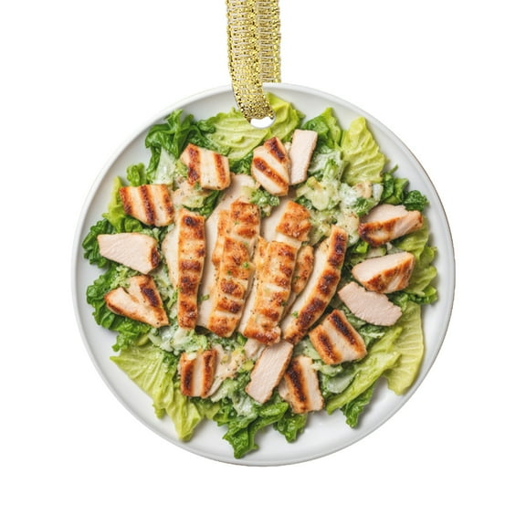 Caesar Salad with Chicken Breast Comfort Food Lovers Foodie Novelty Holiday Christmas Ornament Xmas Tree Gift (Flat Design Printed on Ceramic, NOT 3D)