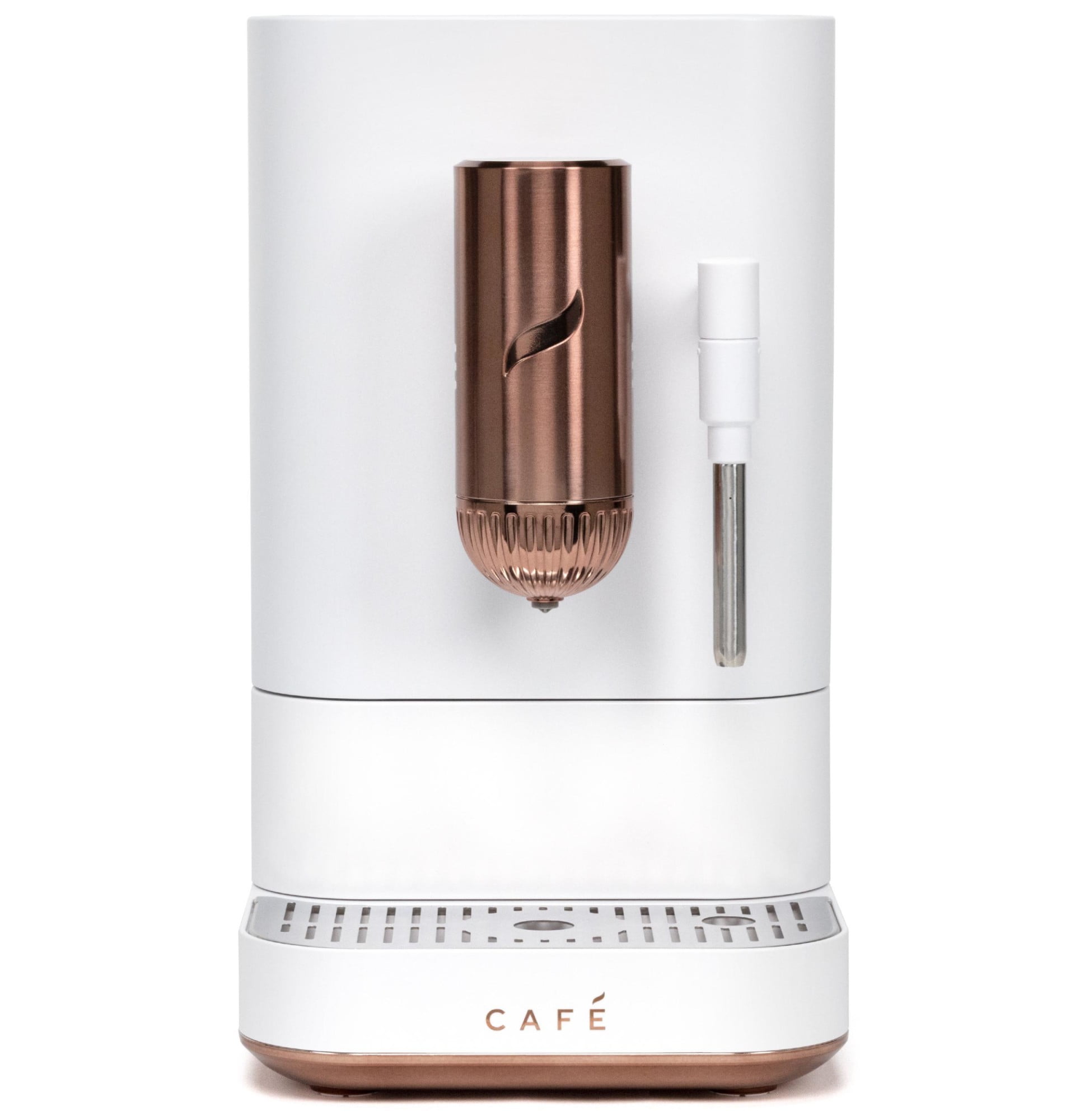 Matte White Stainless Steel Automatic Espresso Machine with Grinder and Frother