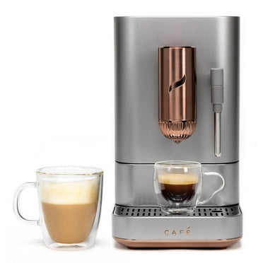 Café Affetto Automatic Espresso Machine   Milk Frother | Built-In & Adjustable Espresso Bean Grinder | One-Touch Brew in 90 Seconds | Steel Silver, 1.2 Liter