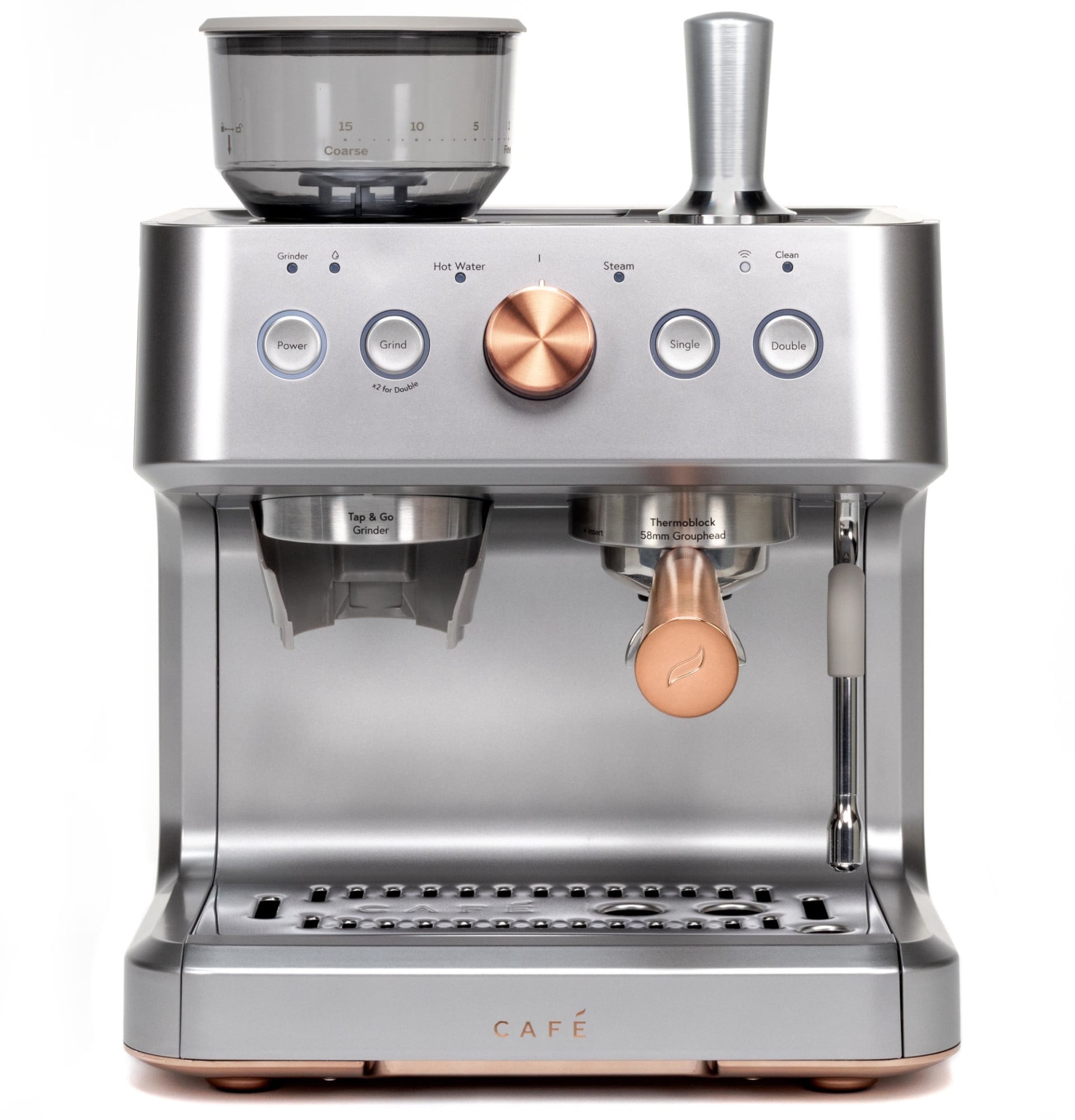 Café Bellissimo Espresso Machine with Milk Frother | WiFi, Bean Grinder, 15-Bar Pump, 95-Ounce Reservoir | Steel Silver - Walmart.com