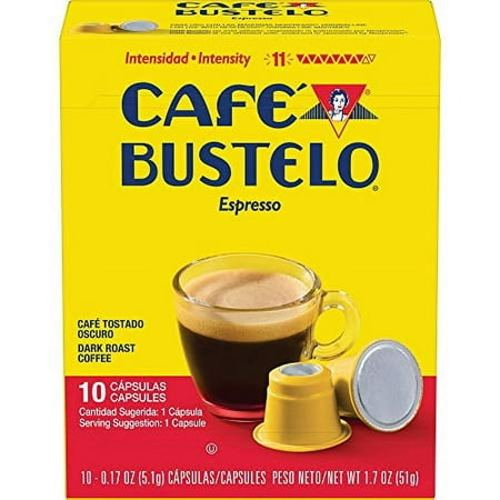 Caf Bustelo Coffee Espresso Dark Roast Coffee, 40 Count Capsules for Espresso Machines, 11 Intensity