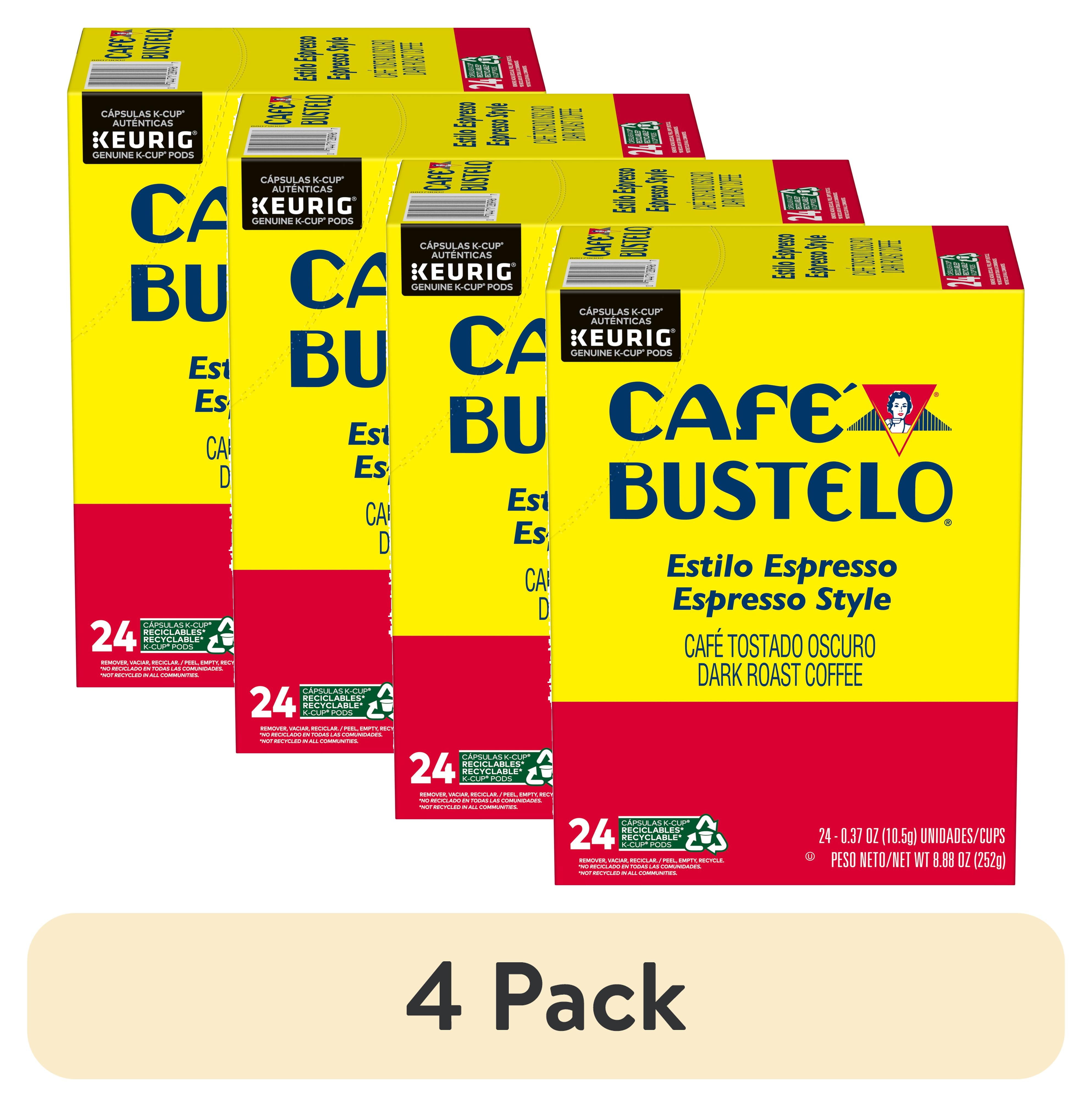 (4 pack) Café Bustelo Espresso Style, Dark Roast Coffee, Keurig KCup