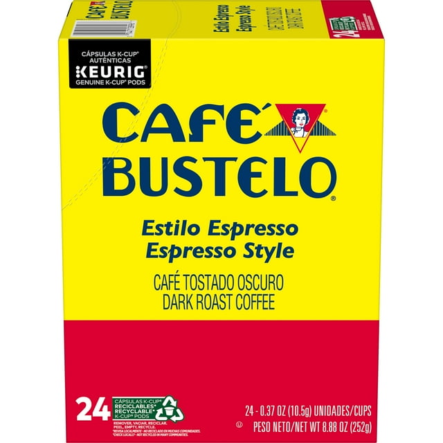 Caf Bustelo Espresso Style, Dark Roast Coffee, Keurig K-Cup Pods, 24 Count Box
