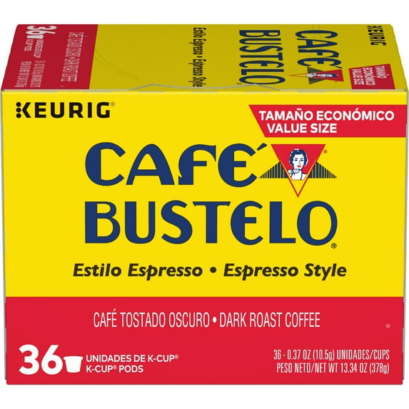 Café Bustelo Espresso Style K-Cup Pods for Keurig K-Cup Brewers, Dark Roast Coffee, 36-Count
