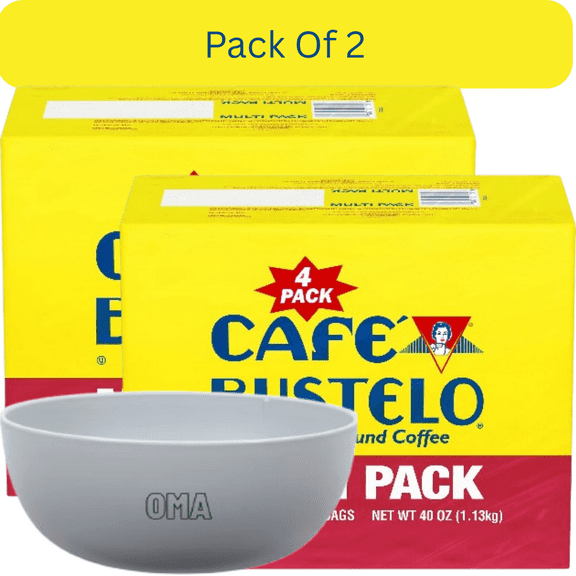 Caf Bustelo Ground Coffee, Dark Roast, Authentic Latin Flavor, 40 oz., 4 ct. With White Bowl By OMA